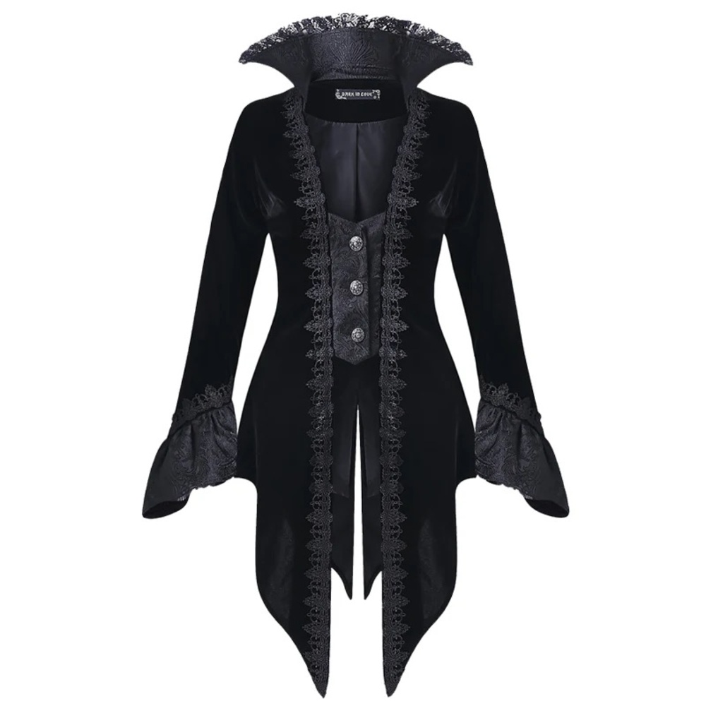 DARK IN LOVE NWT Black Velvet Lace Bell Sleeve Button Front Jacket